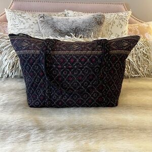 Vintage VERA BRADLEY Laurel 1997 Miller Bag Travel Carryon Tote 2 Handle Zip Top